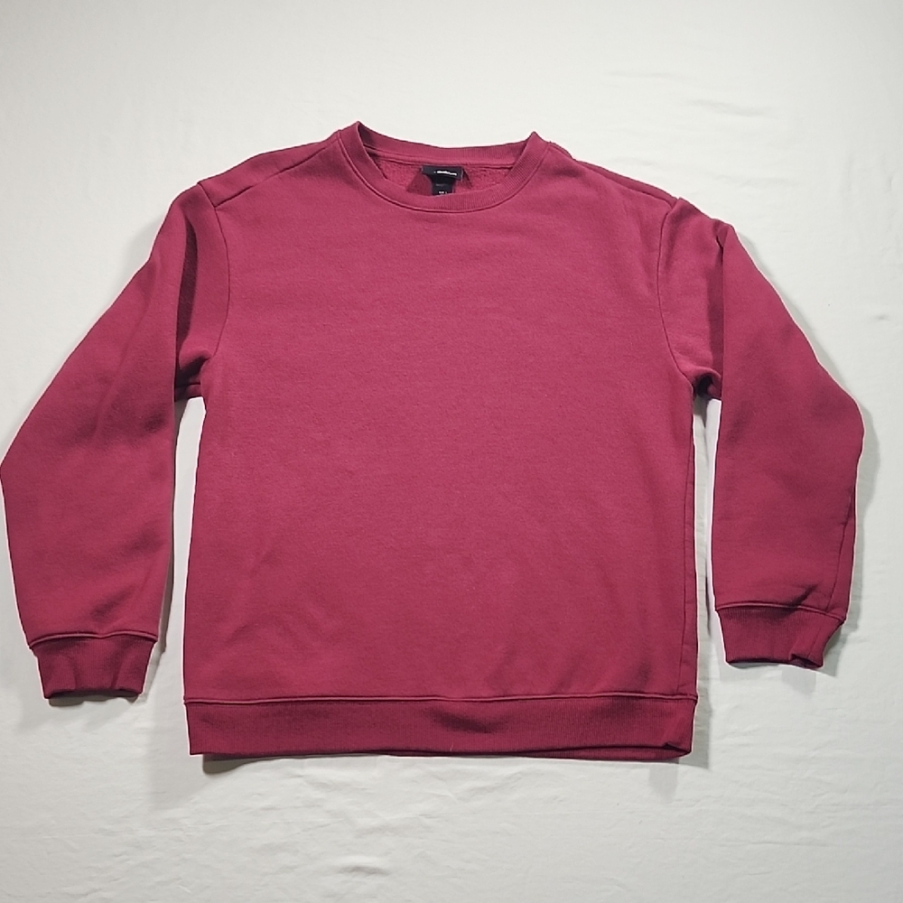 H&M Red Crewneck Sweater with Ribbed Cuffs